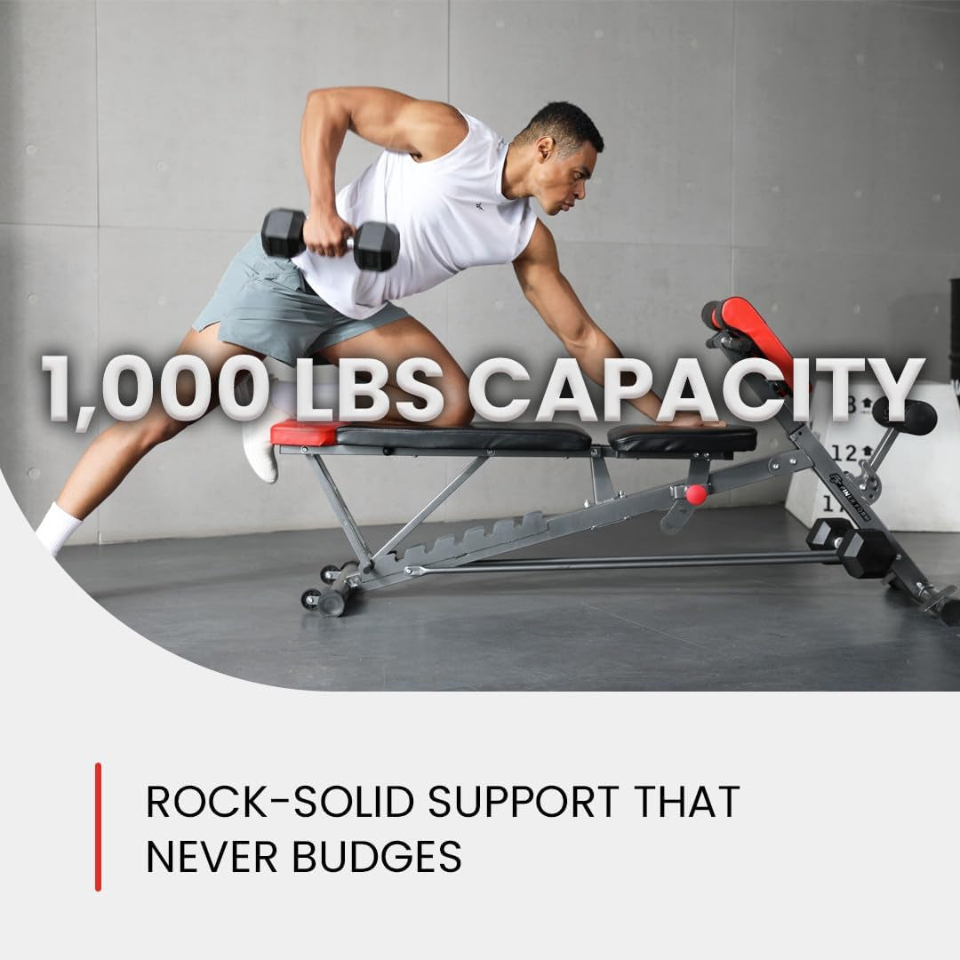 Multi-Functional FID Weight Bench for Comprehensive Full-Body Workouts – Hyper Back Extension, Roman Chair, Adjustable Ab Sit-Up Bench, Incline/Decline Bench, Flat Bench