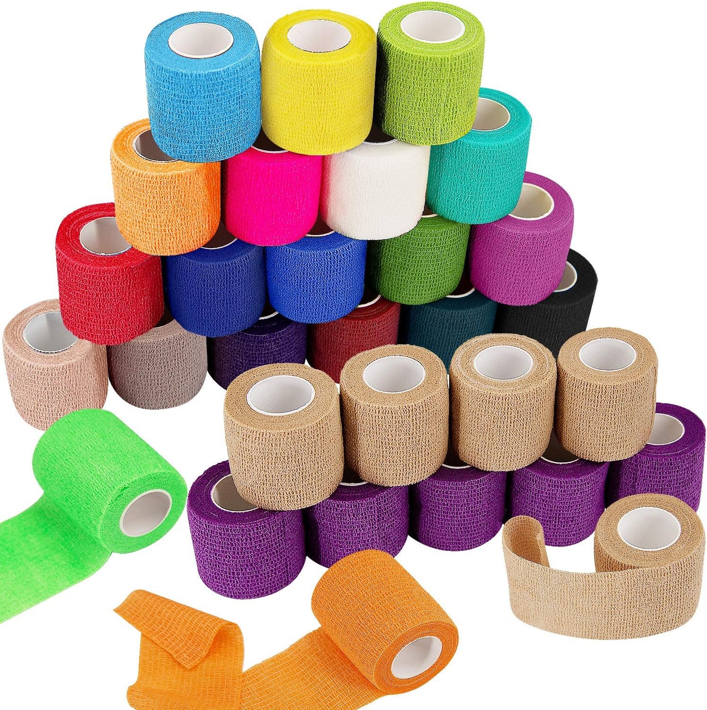 30 Rolls Self Adherent Wrap 2 Inch Self Adhesive Bandages Wrap Tape Stretch Bandage Self Stick Bandage Wraps for Wrist Ankle Swelling Sprains