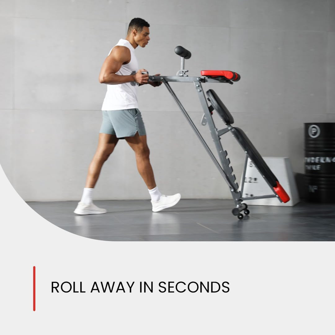 Multi-Functional FID Weight Bench for Comprehensive Full-Body Workouts – Hyper Back Extension, Roman Chair, Adjustable Ab Sit-Up Bench, Incline/Decline Bench, Flat Bench