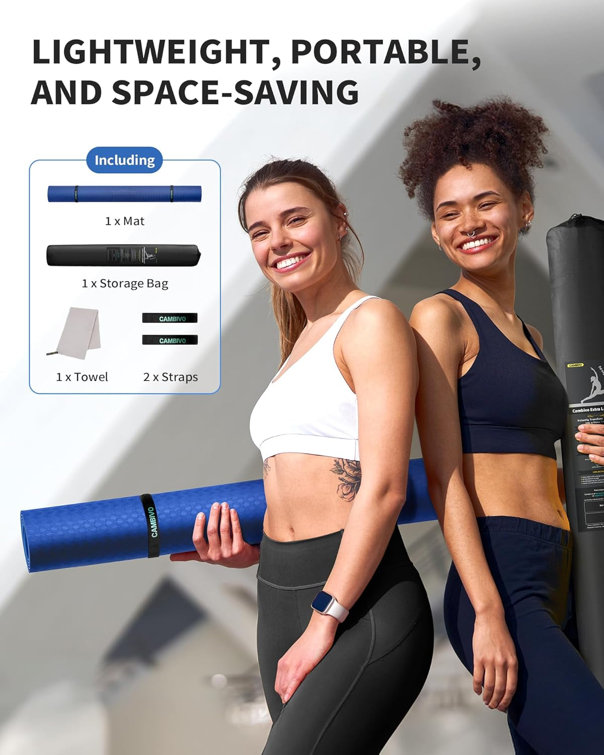 Extra Wide Large Yoga Mat (6' x 4') - Thick 1/4 Inch Exercise Mat for Home Workouts, Yoga, and Pilates (Black)
