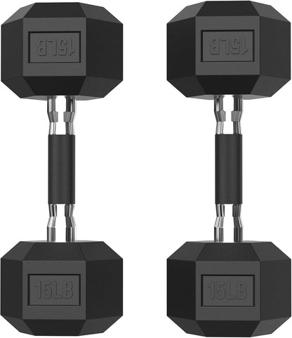 HEX Dumbbell Set 2.5-125Lb, Rubber Encased Home Gym Dumbbells, Exercise & Fitness Weights Dumbbells for Women & Men, Hand Weight for Strength Training