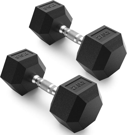 HEX Dumbbell Set 2.5-125Lb, Rubber Encased Home Gym Dumbbells, Exercise & Fitness Weights Dumbbells for Women & Men, Hand Weight for Strength Training